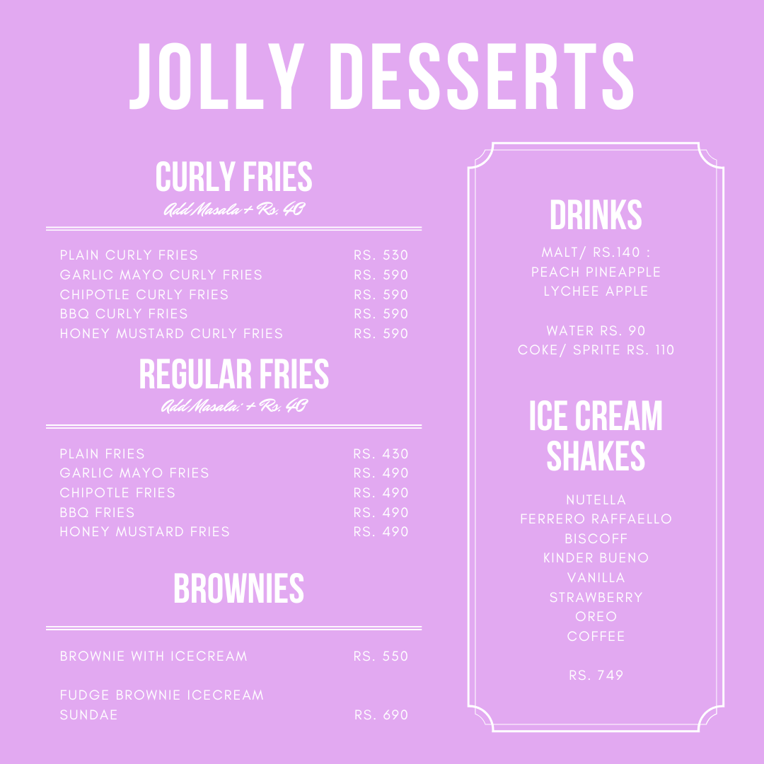 jolly desserts menu